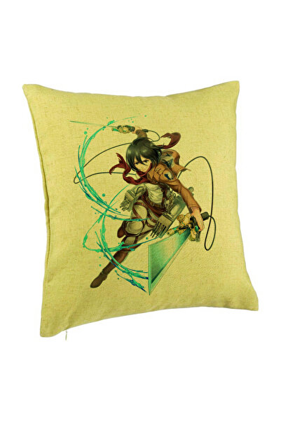 BEKZ Perna Decorativa cu Attack on Titan Mikasa, 40x40 cm, Verde, Husa Detasa...