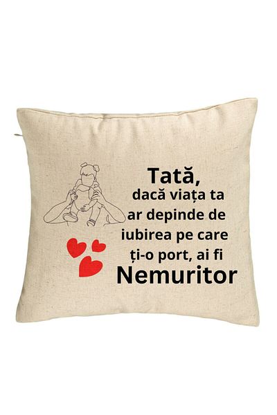 BEKZ Perna Decorativa, Model pentru Tata 1, 40x40 cm, Bej, Husa Detasabila, Burduf