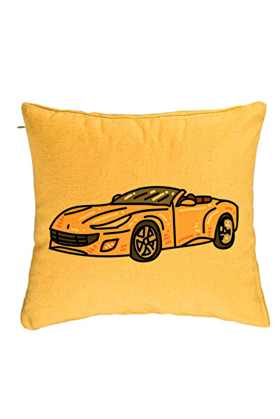 BEKZ Față de pernă, model mașini sport, 40x40 cm, galbenă