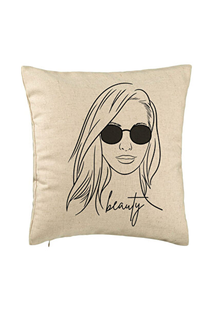 BEKZ Decorative Pillow, Beauty life Model, 40x40 cm, Beige, Removable Cover, ...
