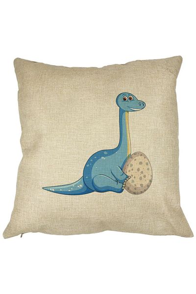 BEKZ Perna Decorativa Patrata copii, Dinozaur cu oua, 40x40 cm, Husa Detasabila, Burduf