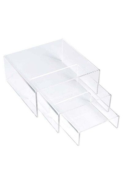 SP Acrylic Display Risers Clear Stand Set of 3 Medium Low Profile Tiered for Showcasing Food, Cupcake,