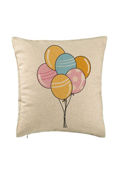 BEKZ Perna Decorativa, Model Baloane Multicolor, 40x40 cm, Bej, Husa Detasabila, Burduf