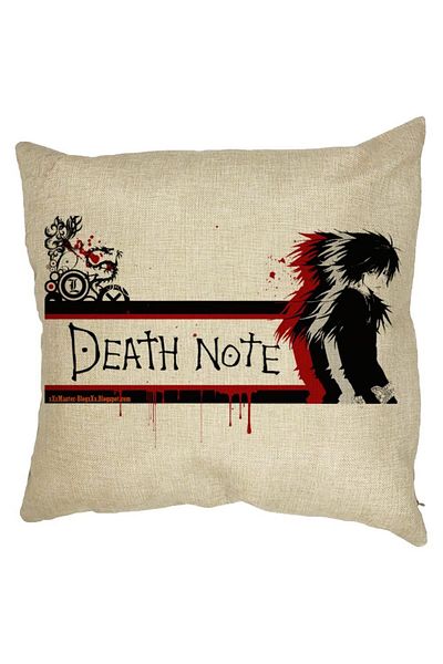 BEKZ Perna Decorativa cu Death note 3, 40x40 cm, Husa Detasabila, Burduf