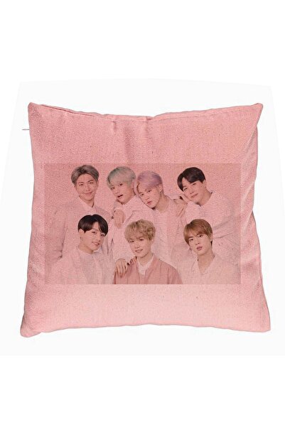 BEKZ Perna Decorativa BTS Army 12, 40x40 cm, Roz, Husa Detasabila, Burduf