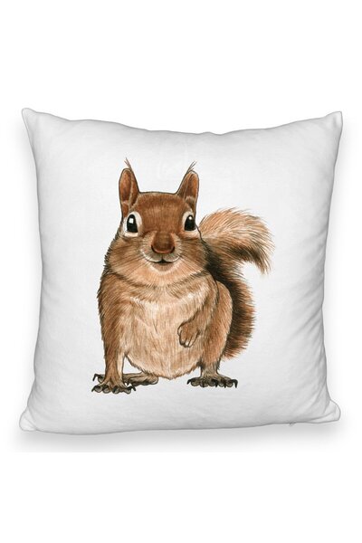 BEKZ Perna Decorativa Fluffy, Model Veverita, 40x40 cm, Alba, Husa Detasabila...