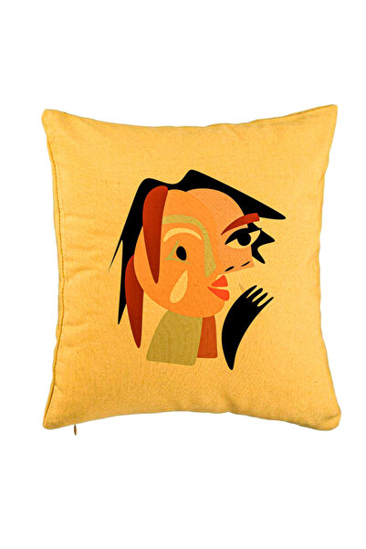 BEKZ Perna Decorativa, Model Picasso style 2, 40x40 cm, Galben, Husa Detasabi...