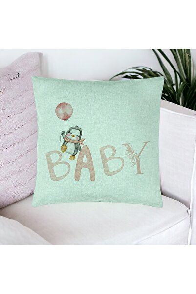 BEKZ Perna Decorativa, Model Baby, 40x40 cm, Verde Menta, Husa Detasabila, Bu...