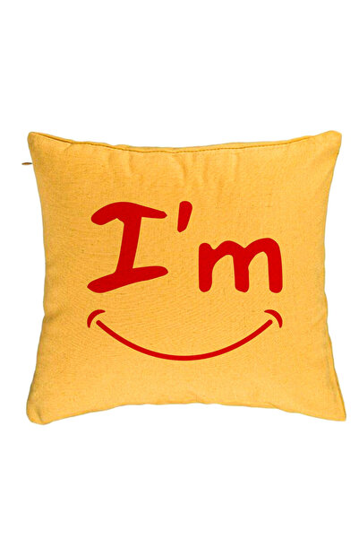 BEKZ Față de pernă, model I'm Happy, 40x40 cm, galben
