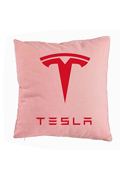 BEKZ Perna Decorativa, Tesla, 40x40 cm, Roz, Husa Detasabila, Burduf