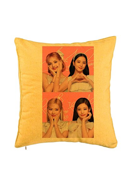 BEKZ Perna Decorativa BlackPink, Model 15, 40x40 cm, Galben, Husa Detasabila,...