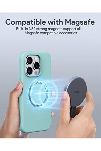 AUKEY Magnetic Hrd-Shell Phone Case Midnight iPhone 15 Pro Max Green PC-GJ10DSucculent