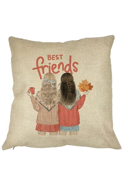 BEKZ Perna Decorativa, Best Friends, 40x40 cm, Husa Detasabila, Burduf