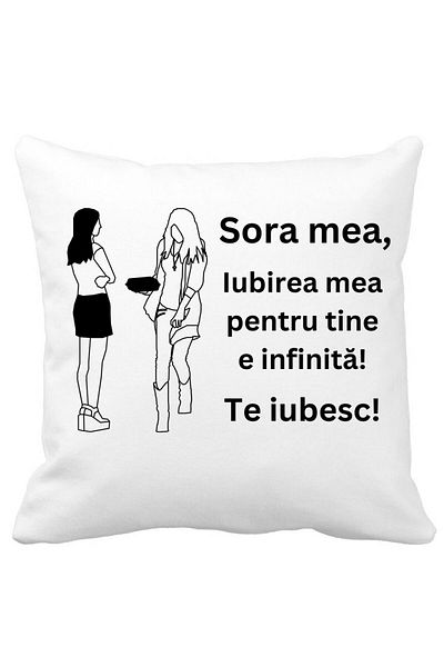 BEKZ Perna Decorativa Sora mea 10, 40x40 cm, Alba, Mata, Husa Detasabila, Burduf
