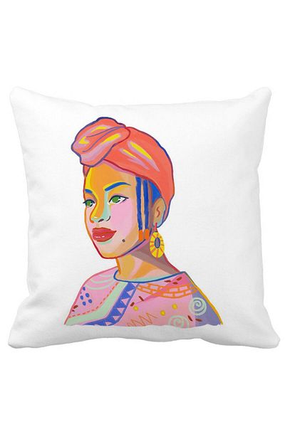 BEKZ Square African Style Pillowcase, 40x40 Cm, White, Matte