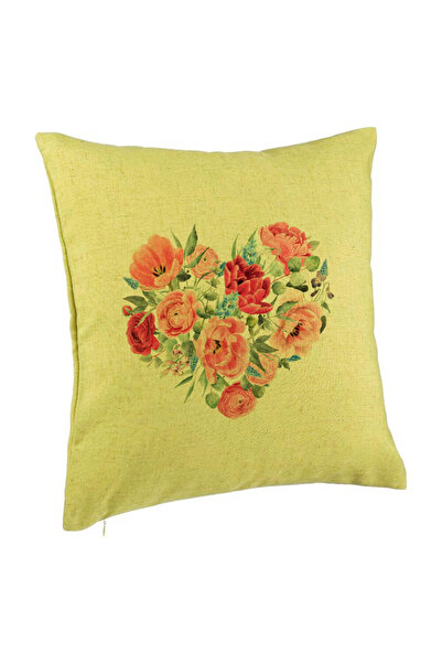 BEKZ Perna Decorativa, Model Heart of Flowers, 40x40 cm, Verde, Husa Detasabi...