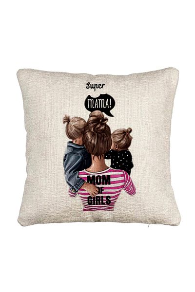 BEKZ Fata de perna Canapea, Model Super Mama, 40x40 cm, Cu fermoar