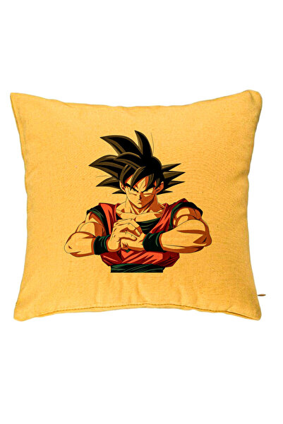 BEKZ Perna Decorativa cu Dragonball Goku 2, 40x40 cm, Galben, Husa Detasabila...