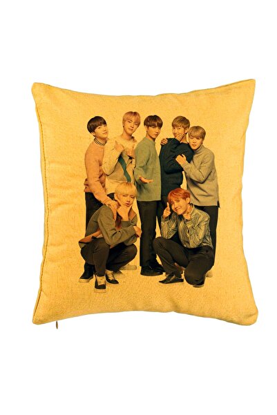 BEKZ Perna Decorativa BTS Army 11, 40x40 cm, Galben, Husa Detasabila, Burduf