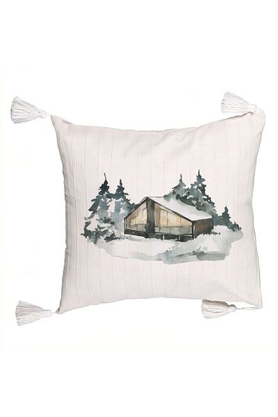 BEKZ Christmas themed fringed pillowcase, 6, 45x45 cm, Ecru, With zipper