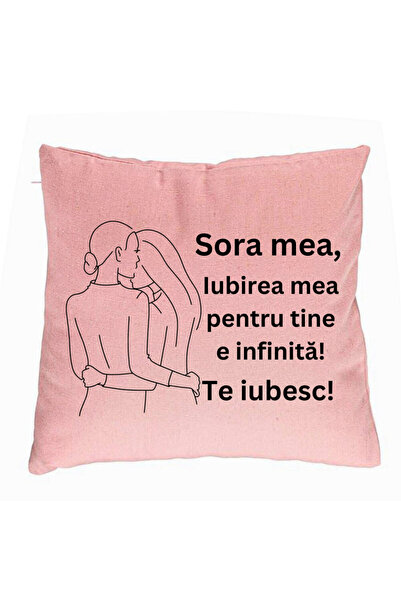 BEKZ Perna Decorativa Sora mea 10, 40x40 cm, Roz, Husa Detasabila, Burduf