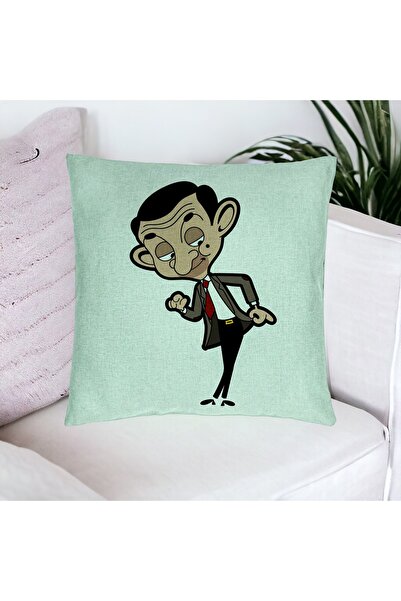 BEKZ Față de pernă, model Mr Bean, 40x40 cm, verde mentă