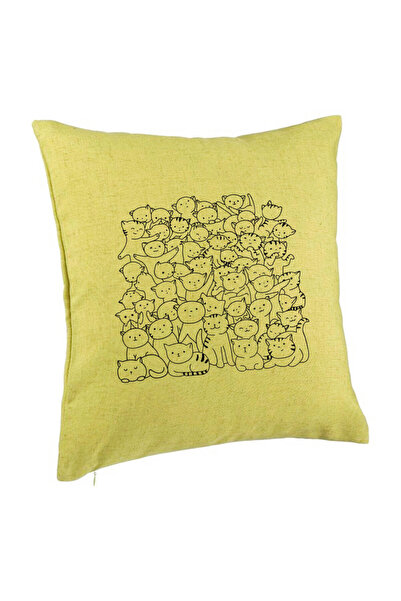 BEKZ Față de pernă, model Cat Life, 40x40 cm, verde