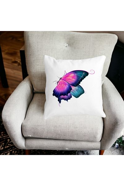 BEKZ Square Pillowcase Butterfly Multicolor, 40x40 Cm, White, Matte