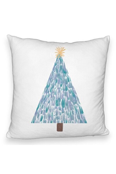 BEKZ Пухкава декоративна възглавница с коледна тематика, ела, 3, 40x40 см, бя...
