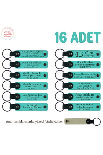 Miaju Guitar Training Graduation Souvenir Set of 16, Name Written Gift Keychain, Turquoise & Milky Coffee
