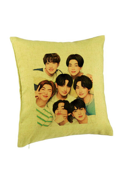 BEKZ Perna Decorativa BTS, Model 1, 40x40 cm, Verde, Husa Detasabila, Burduf