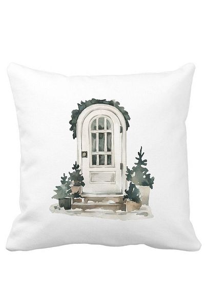 BEKZ Christmas Themed Decorative Pillow, 8, 40x40 cm, White, Matte, Removable Cover, Bellows