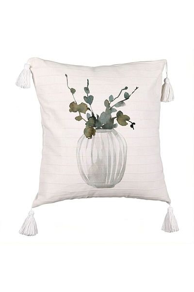 BEKZ Christmas themed decorative pillow with fringes, 11, 45x45 cm, Ecru, with zipper