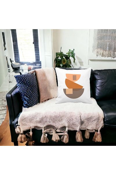 BEKZ Decorative Pillow Abstract Creative Pattern 8.40x40 cm, White, Matte, Removable Cover, Bellows