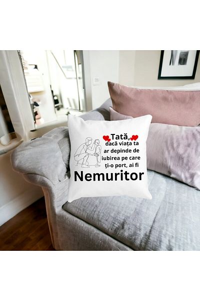 BEKZ Perna Decorativa pentru Tata 4,40x40 cm, Alba, Mata, Husa Detasabila, Burduf