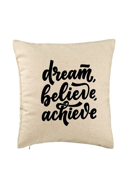 BEKZ Perna Decorativa, Model Dream Believe Achieve, 40x40 cm, Bej, Husa Detasabila, Burduf