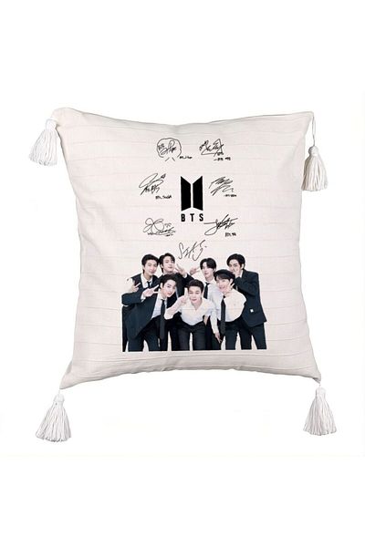 BEKZ BTS Army 3 Fringed Pillowcase, 45x45 cm, Ecru, With zipper
