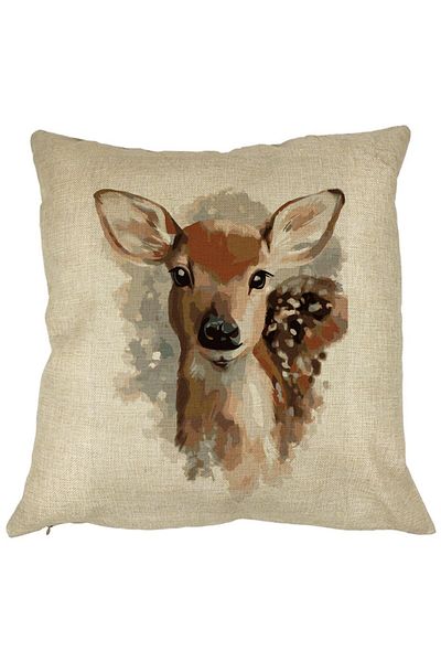 BEKZ Perna Decorativa Patrata Caprioara, 40x40 cm, Husa Detasabila, Burduf