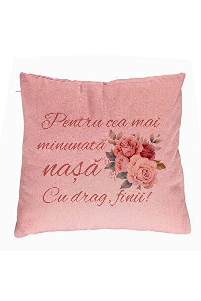 BEKZ Perna Decorativa pentru Nasa 1, 40x40 cm, Roz, Husa Detasabila, Burduf