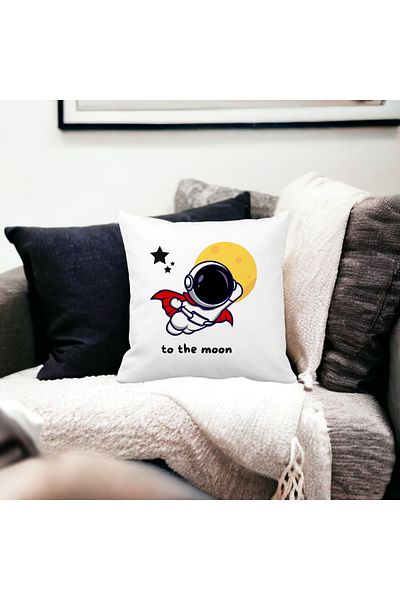 BEKZ Pillowcase, To The Moon, 40x40 Cm, White, Matte