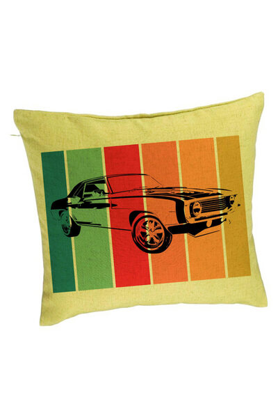 BEKZ Față de pernă, model retro cu mașini, 40x40 cm, verde