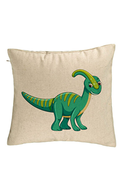 BEKZ Decorative Pillow, Children's Pattern Green Dinosaur, 40x40 cm, Beige, R...