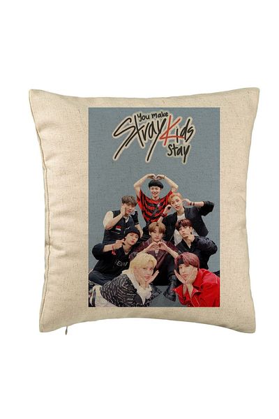 BEKZ Perna Decorativa, Stray Kids 15, 40×40 cm, Bej, Husa Detasabila, Burduf
