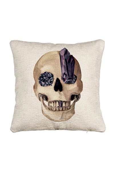 BEKZ Fata de perna Canapea cu motiv Craniu de Halloween, 1, 40x40 cm, Cu fermoar