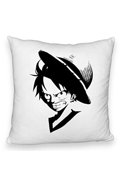 BEKZ Μαξιλαροθήκη Fluffy με Ολόσωμο Luffy Μαύρο, 40x40 Εκ., Λευκό