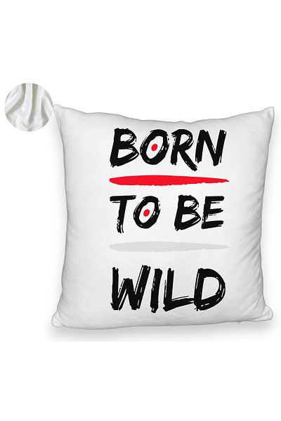 BEKZ Fluffy Decorative Pillow, Born to Be Wild Model, 40x40 cm, White, Removable Cover, Bellows