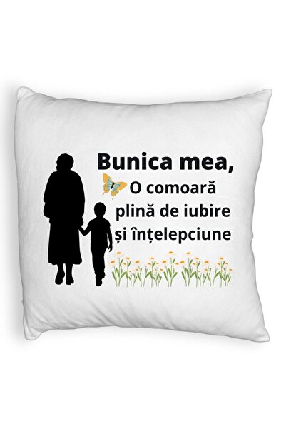 BEKZ Perna Decorativa Fluffy, pentru Bunicul 19, 40x40 cm, Alba, Husa Detasabila, Burduf