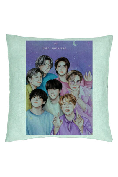 BEKZ Perna Decorativa BTS Army 2, 40x40 cm, Verde Menta, Husa Detasabila, Burduf