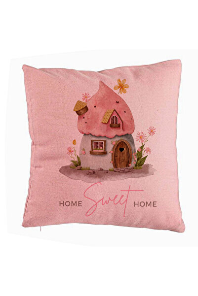 BEKZ Μαξιλαροθήκη, Μοντέλο Home Sweet Home 1, 40x40 εκ., Ροζ