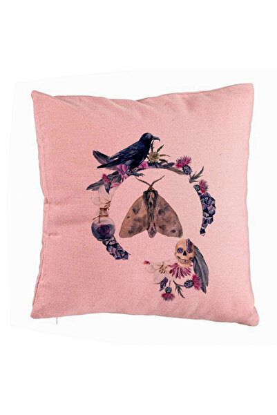 BEKZ Perna Decorativa cu motiv de Halloween 8, 40x40 cm, Roz, Husa Detasabila...